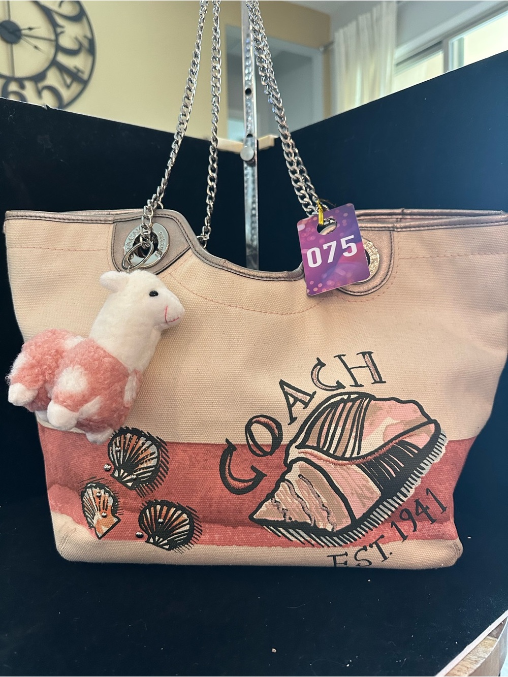 Coach #075 Canvas Beach Nautical Seashell Motif Tote Bag